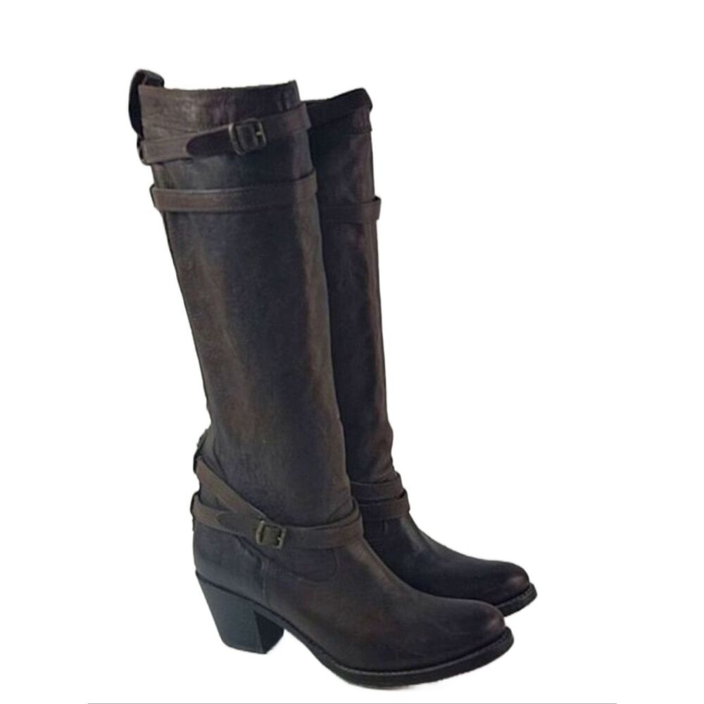 Frye‎ Jane Strappy Leather Tall Heels Moto Boho Women's Boots